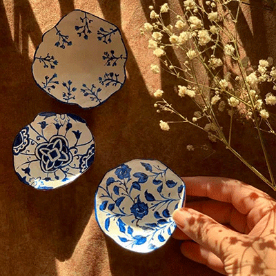 Blue Pottery Jewellery Dish