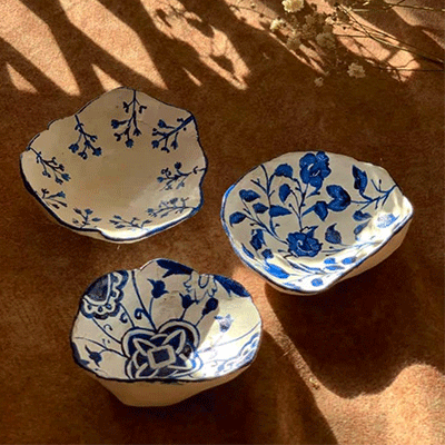 Blue Pottery Jewellery Dish