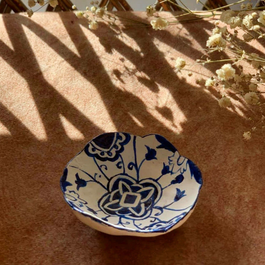 Blue Pottery Jewellery Dish